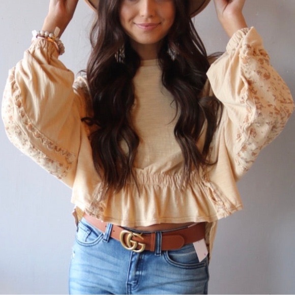 FREE PEOPLE Throwback Top Sand Combo Sz XS - Picture 16 of 16